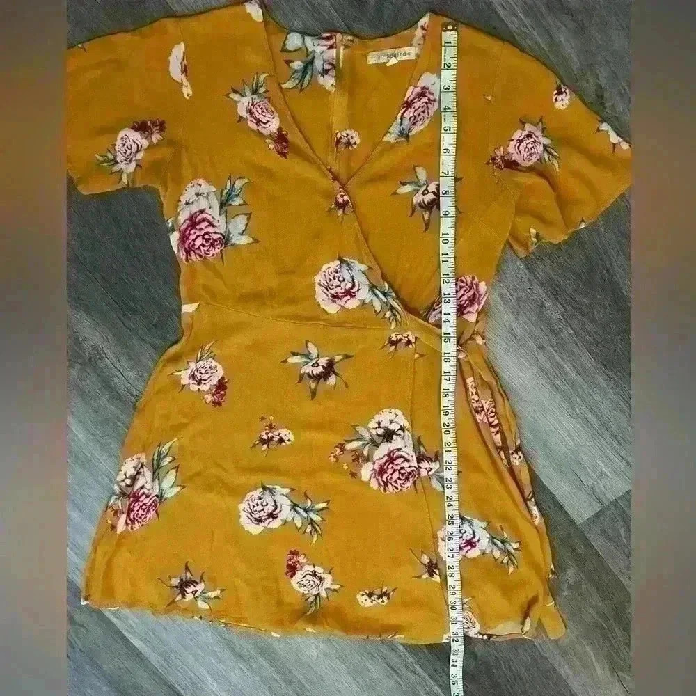 Rewind Yellow Floral Tie front mini dress - Picture 5 of 6